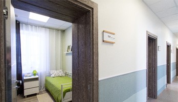 an interior hallway in a nursing home