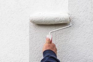 a person painting a room white